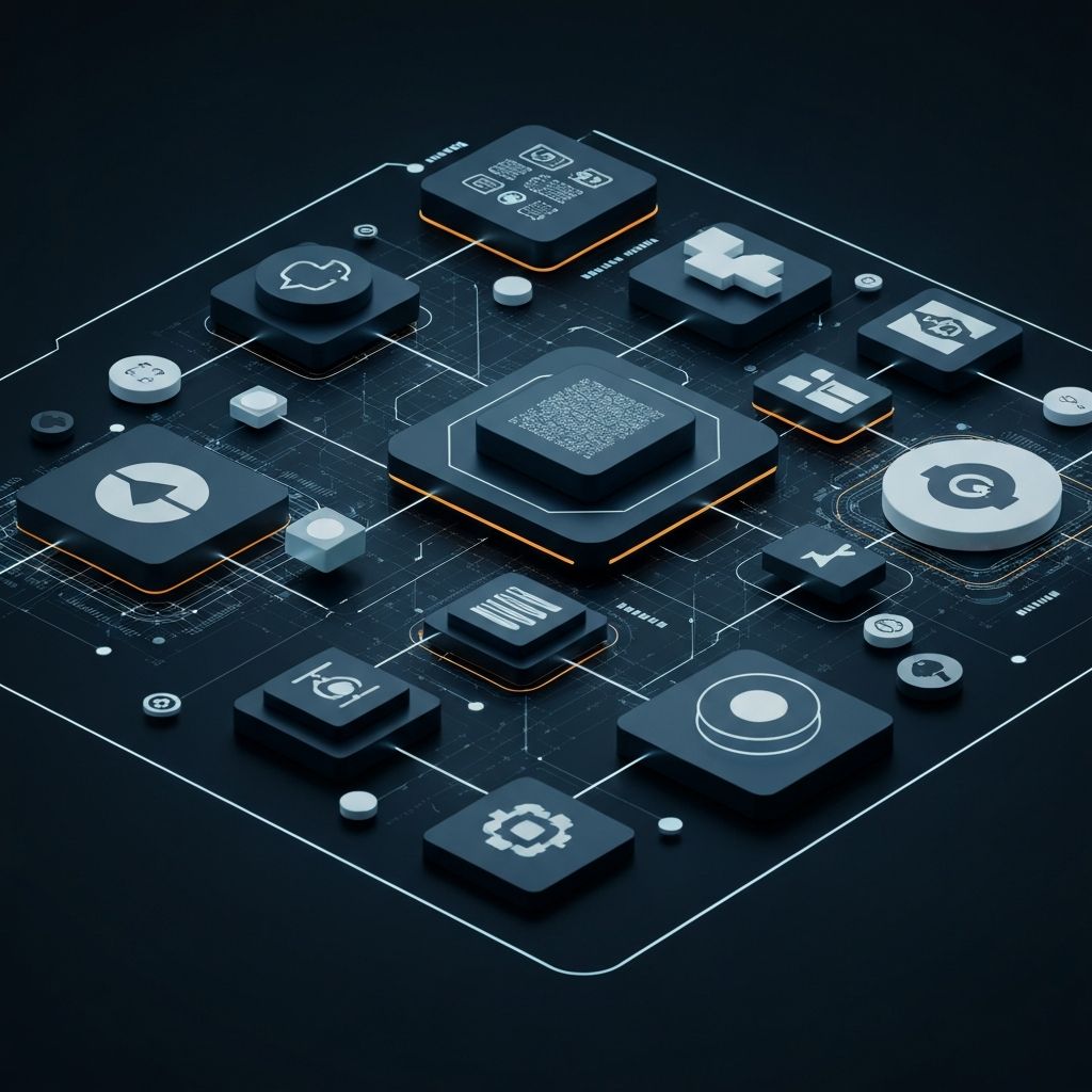 Abstract visualization of strategic planning with interconnected pathways and milestones