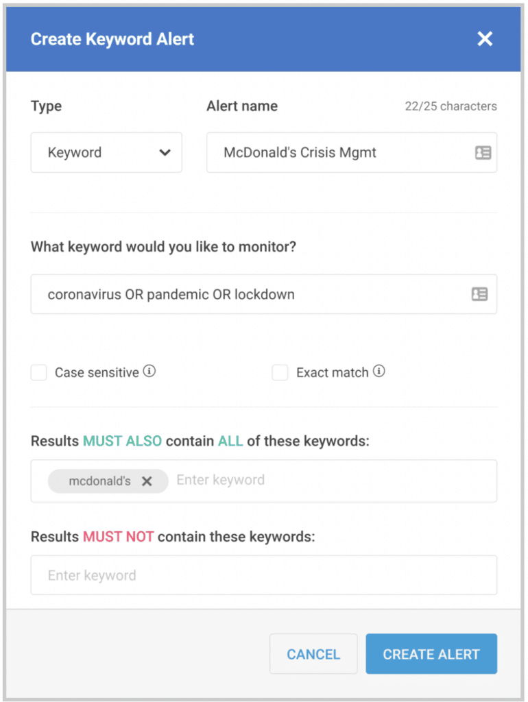 buzzsumo mcdonalds keyword alert